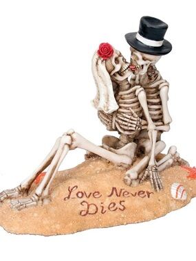 Love Never Dies Skeleton Couple Figurine - Black, White & Red Accent